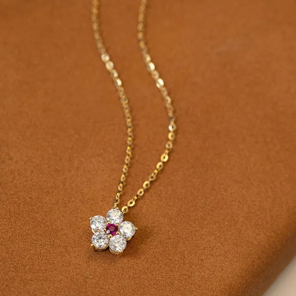 sparkling full rhinestone plum ruby necklace - Image 5