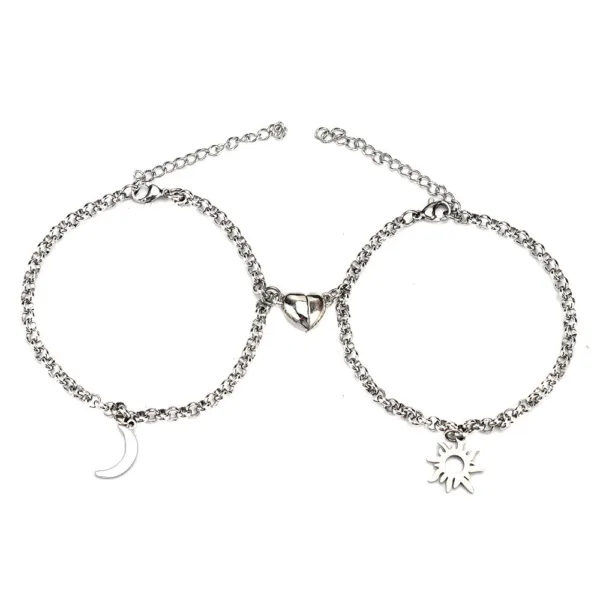 stainless steel sun and moon bracelet creative sex heart magnet attracts - Image 5