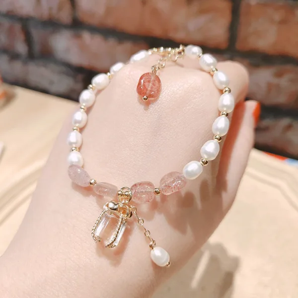 transfer flourishing peach blossom baroque pearl bracelet