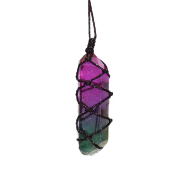 white crystal single crystal electroplating double color net pocket necklace - Image 2