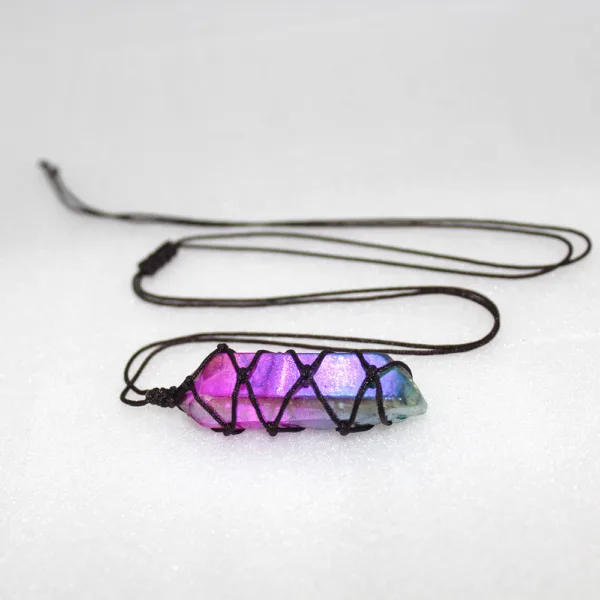 white crystal single crystal electroplating double color net pocket necklace - Image 3