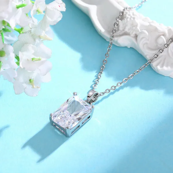 womens square diamond necklace creative pendant